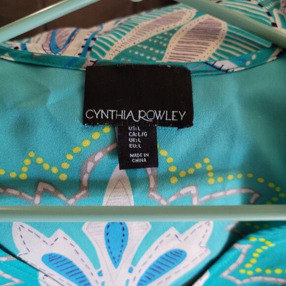 Cynthia Rowley Lovely Turquoise Print Sleeveless Top Misses Large - Picture 3 of 4